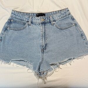 ASOS Denim Blue Frayed Hem Shorts 6